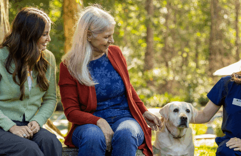 Premier Caregiver with Client and Dog